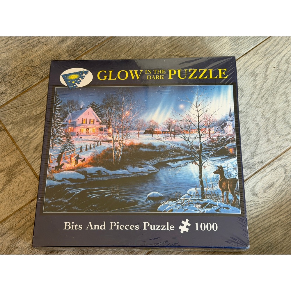Bits And Pieces Jigsaw Puzzle 1000 pc All Is Bright Glow In The Dark Sealed NWT